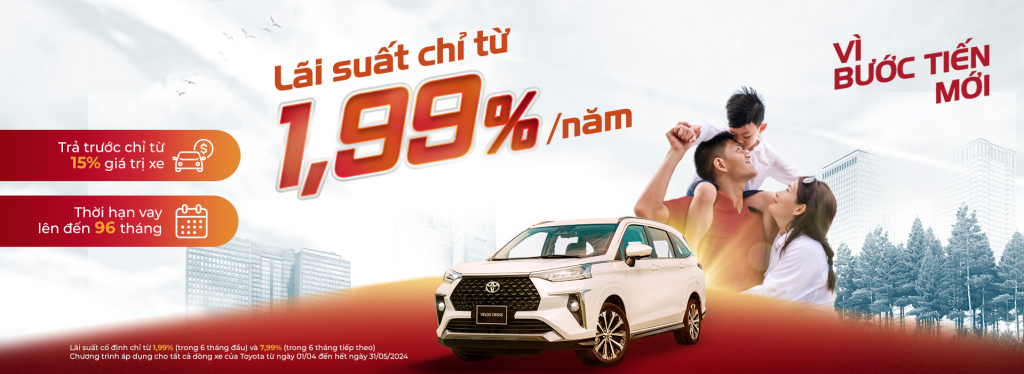 Chương trình ưu đãi 1,99% dành cho khách hàng vay mua xe Toyota