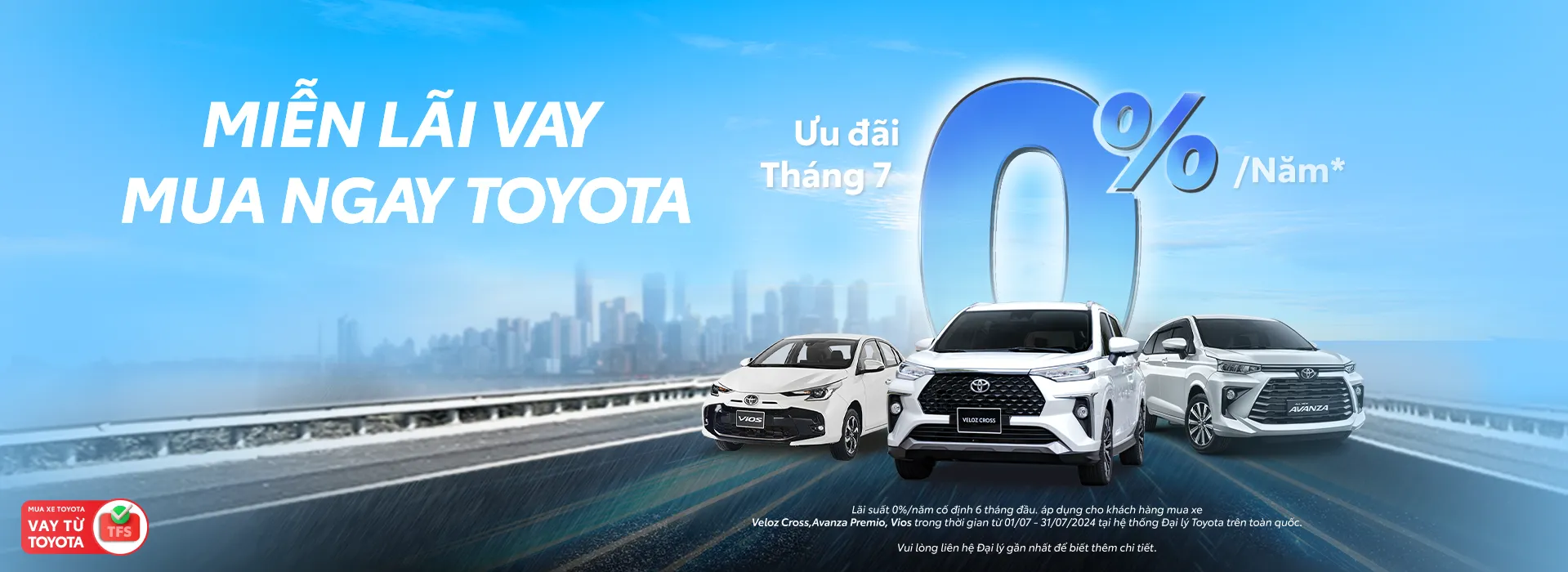 Ưu đãi 0% dành cho Toyota Vios, Veloz Cross và Avanza Premio