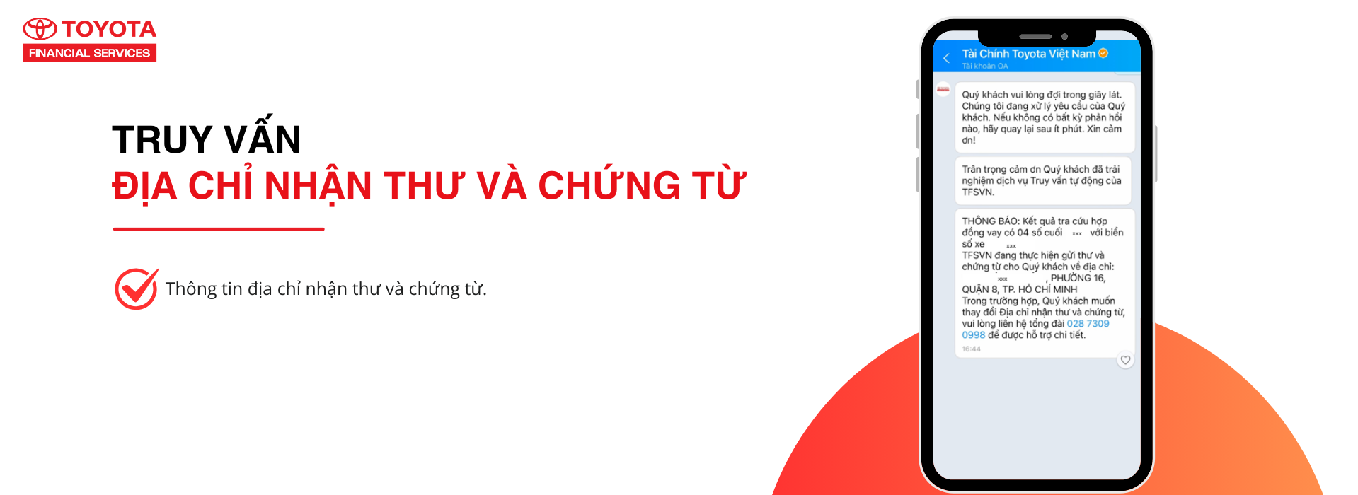 Nội dung truy vấn ĐỊA CHỈ NHẬN THƯ VÀ CHỨNG TỪ