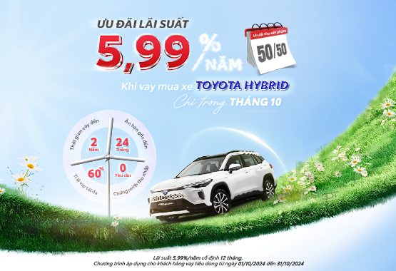 Ưu Đãi Lãi Suất Chỉ Từ 5,99% Cho Các Dòng Xe Toyota Hybrid Trong Tháng 10