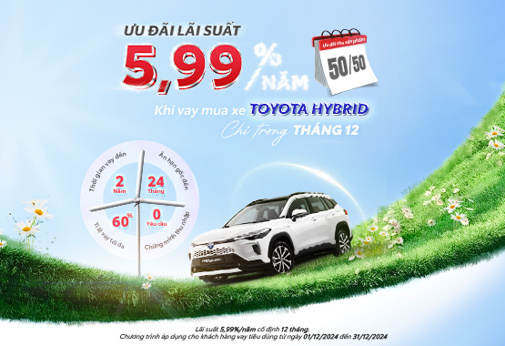 Ưu Đãi Lãi Suất Chỉ Từ 5,99% Cho Các Dòng Xe Toyota Hybrid Trong Tháng 12