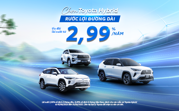 Ưu Đãi Lãi Suất Đặc Biệt Chỉ Từ 2,99% Cho Các Mẫu Xe Toyota (Bản Hybrid) Đến Hết 31/08/2025