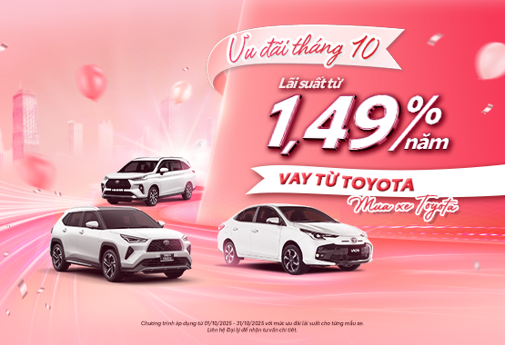 Ưu Đãi Lãi Suất Đặc Biệt Chỉ Từ 1,49% Cho Các Mẫu Xe Toyota Đến Hết 31/10/2025