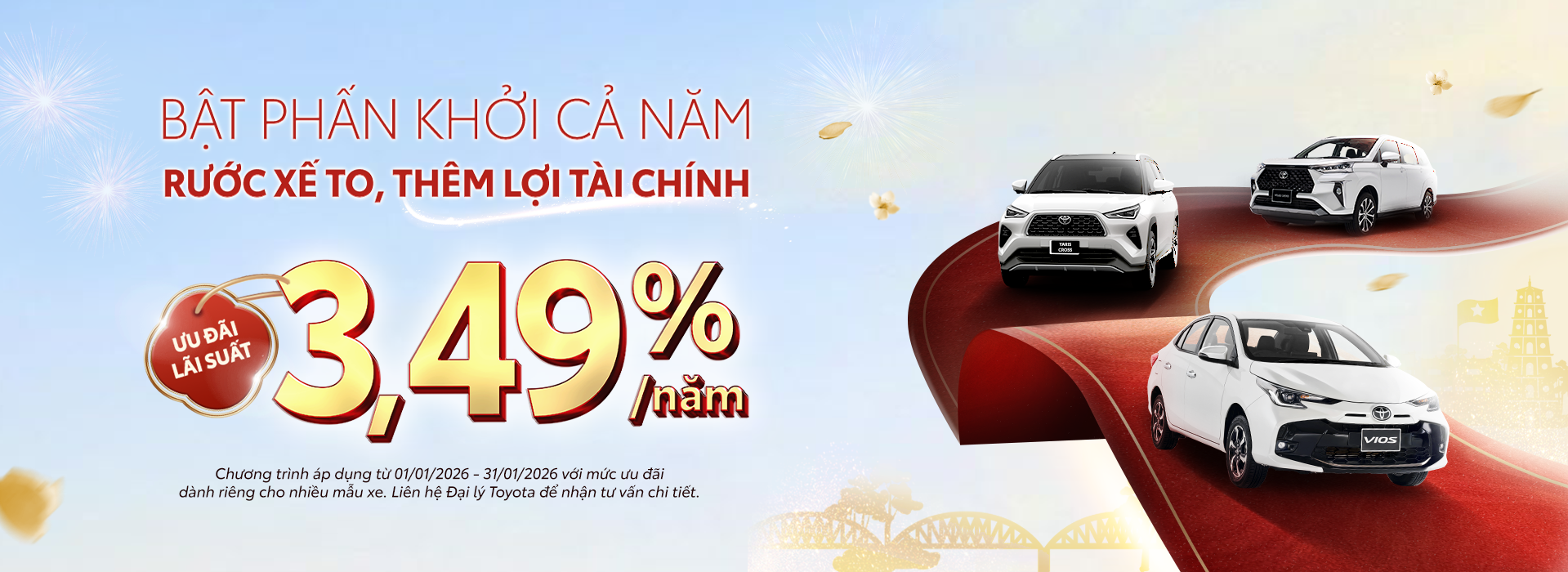 Ưu Đãi Lãi Suất Vay Mua Xe Toyota Trong Tháng 01/2026