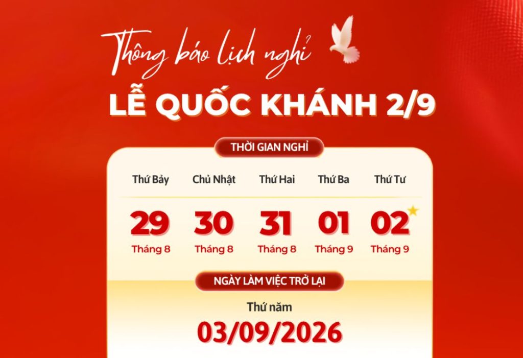 Thông Báo Lịch Nghỉ Lễ Quốc Khánh 2026
