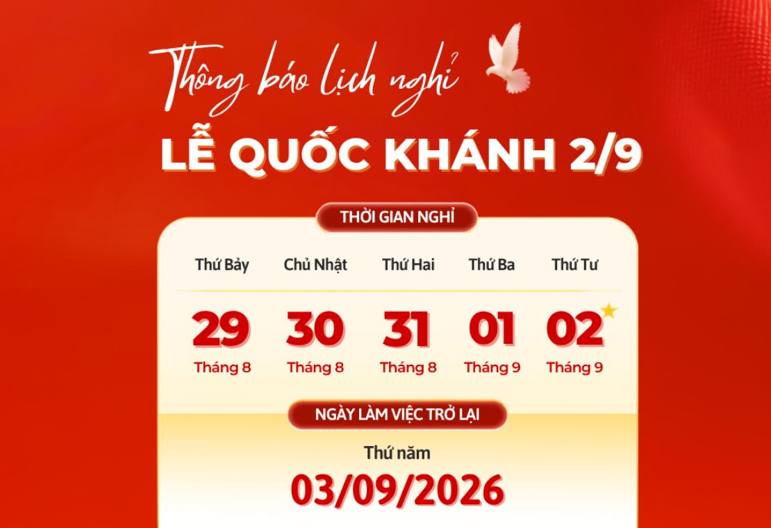 Thông Báo Lịch Nghỉ Lễ Quốc Khánh 2026