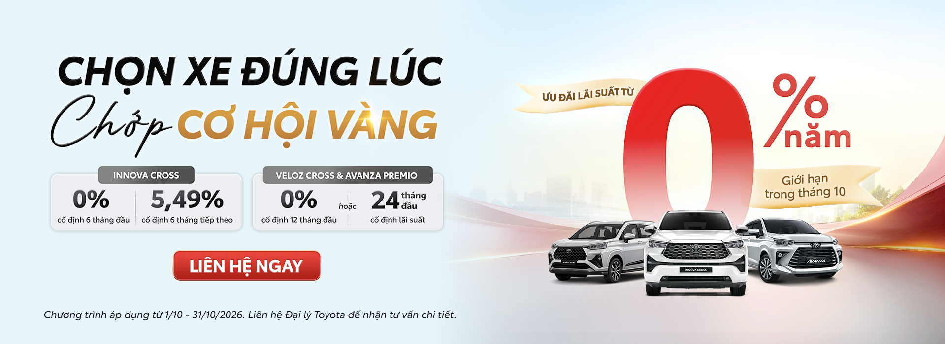 Ưu Đãi Lãi Suất Vay Mua Xe Toyota Trong Tháng 10/2026